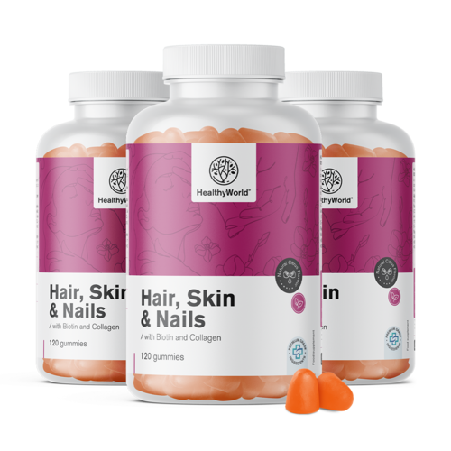3x Hair, Skin & Nails – Gumeni bomboni za kosu, kožu i nokte, ukupno 360 gumenih bombona