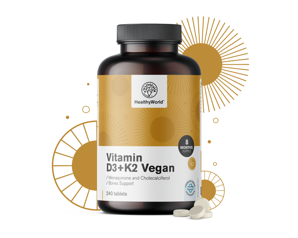 3x Veganski vitamini D3+K2, ukupno 720 tableta - HealthyWorld.hr