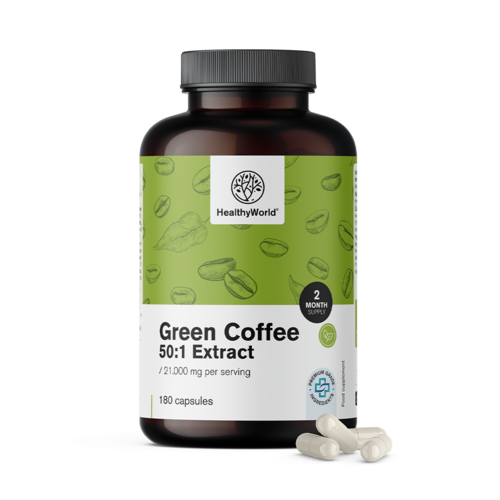 Zelena kava 21.000 mg - ekstrakt 50:1, 180 kapsula