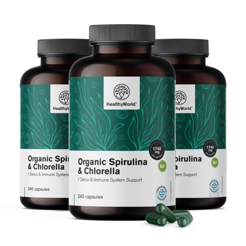 3x Spirulina i chlorella 1740 mg, ukupno 720 kapsula